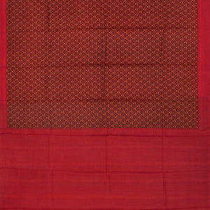 Black Printed Silk Saree With Floral Motifs -Black