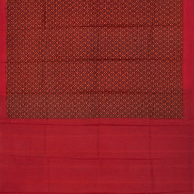 Black Printed Silk Saree With Floral Motifs -Black