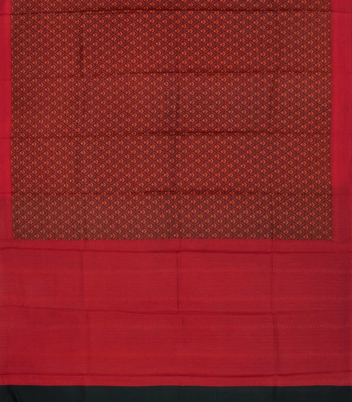 Black Printed Silk Saree With Floral Motifs -Black