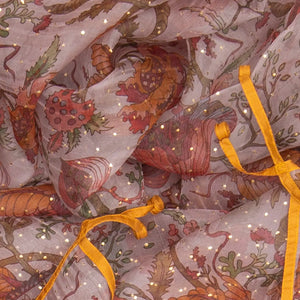 Taupe Printed Organza Silk Saree With Floral Motifs-Taupe