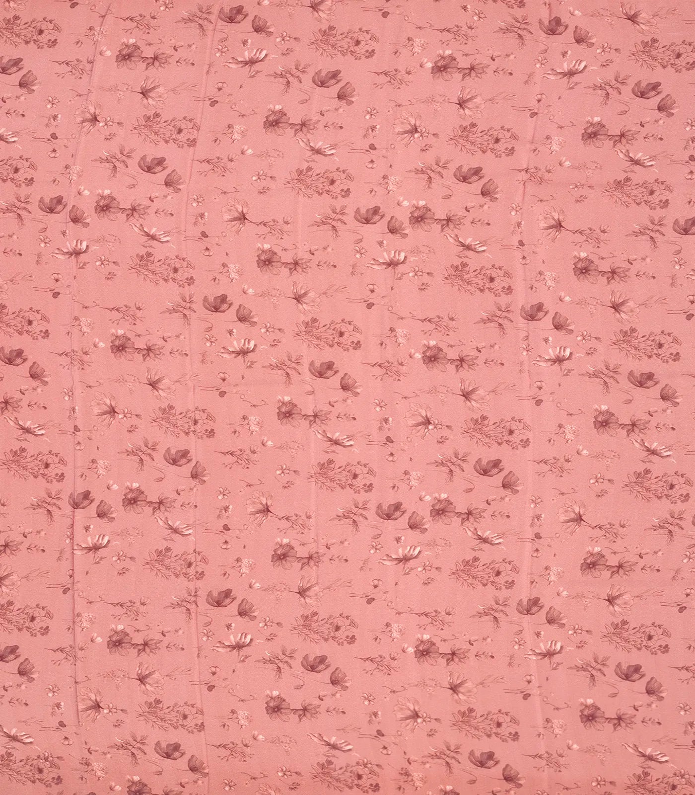 Dusty Pink Printed Crepe Silk Saree With Floral Prints-Dusty Pink