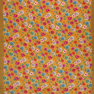 Sage Green Printed Crepe Silk Saree With Floral Motifs Prints-Sage Green