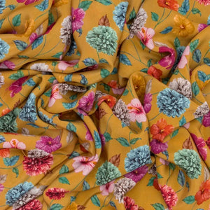 Sage Green Printed Crepe Silk Saree With Floral Motifs Prints-Sage Green