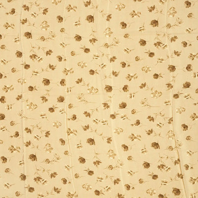 Sandal Printed Crepe Silk Saree With Floral Motif Prints-Sandal