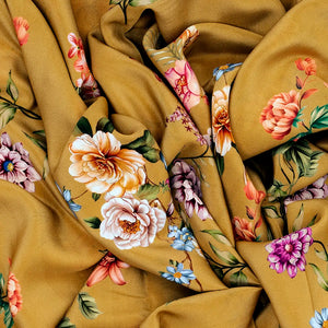 Sage Green Printed Crepe Silk Saree With Rose Floral Motifs Prints-Sage Green