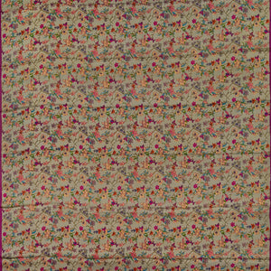 Taupe Handwoven Satin Silk Saree With Printed Floral Motifs -Taupe