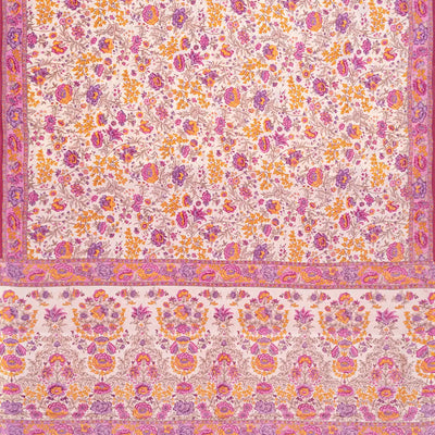 White Handwoven Crepe Silk Saree With Pink Printed Floral Motifs -White