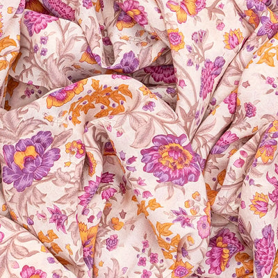 White Handwoven Crepe Silk Saree With Pink Printed Floral Motifs -White