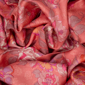Pink Handwoven Satin Silk Saree With Printed Floral Motifs -Pink