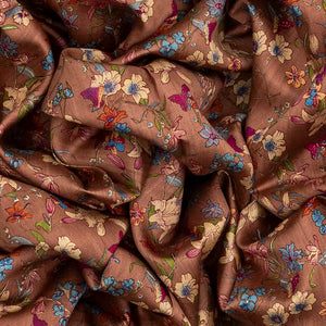 Brown Woven Moonga Tussar Silk Saree With Printed Floral Motifs -Brown