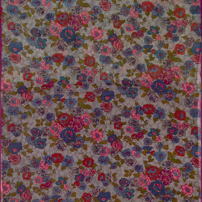 Grey Woven Chiffon Silk Saree With Printed Floral Motifs-Grey