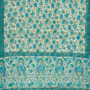 Off White Woven Chiffon Silk Saree With Printed Floral Motifs-Off White