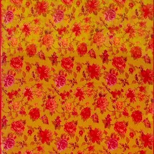 Mustard Woven Chiffon Silk Saree With Printed Floral Motifs-Mustard