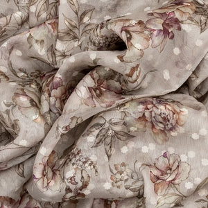 Off White Printed Organza Silk Saree With Floral Motifs-Off White