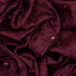 Maroon Handwoven Bandhani Silk Saree With Paithani Pallu-Maroon