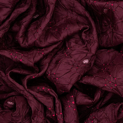 Maroon Handwoven Bandhani Silk Saree With Paithani Pallu-Maroon