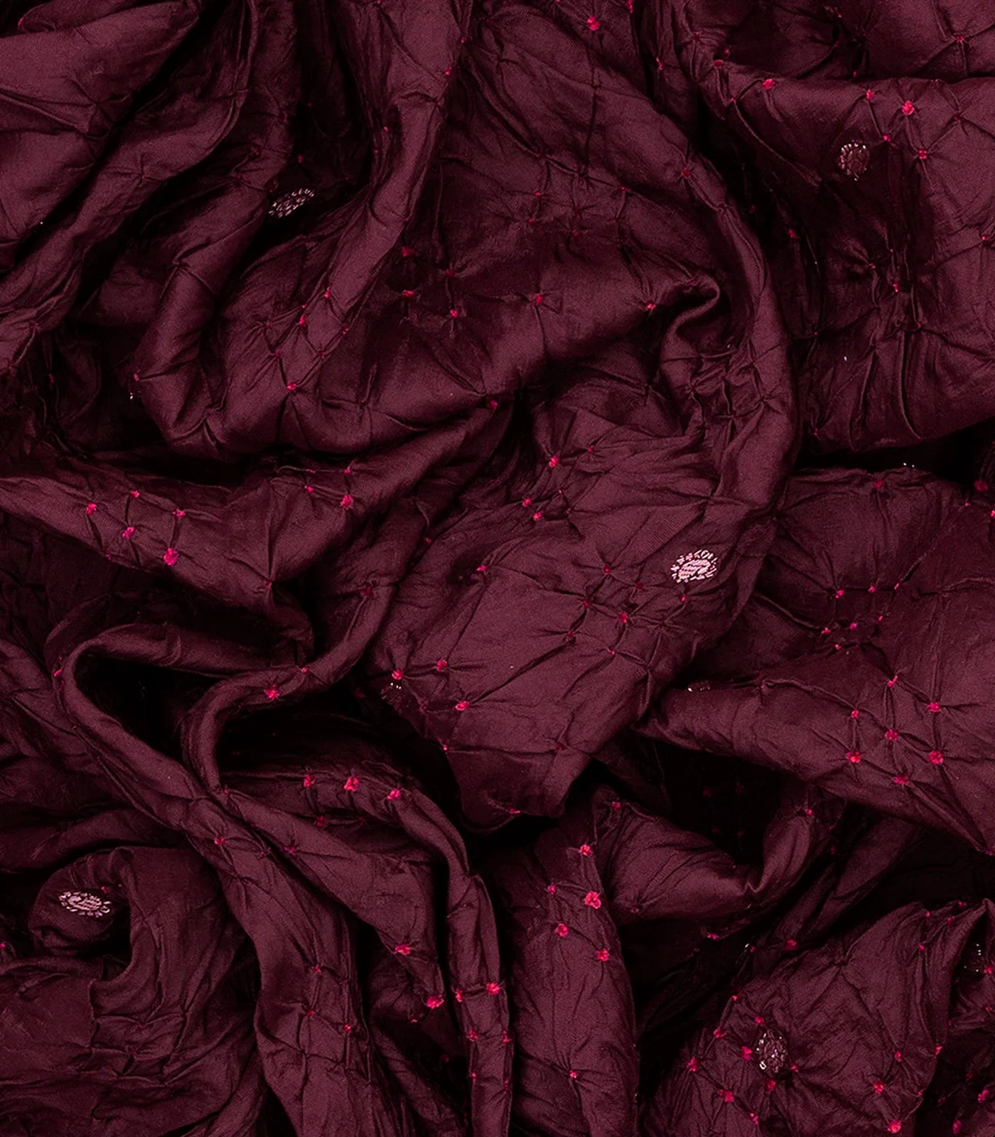 Maroon Handwoven Bandhani Silk Saree With Paithani Pallu-Maroon