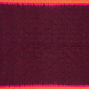 Maroon Handwoven Bandhani Silk Saree With Paithani Pallu-Maroon