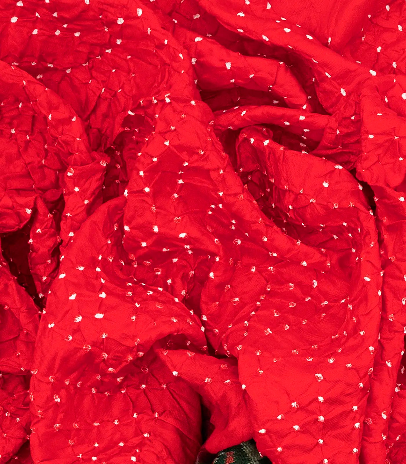 Red Handwoven Bandhani Silk Saree With Diamond Motifs-Red