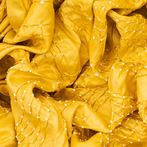 Yellow Handwoven Bandhani Silk Saree With Diamond Motifs-Yellow