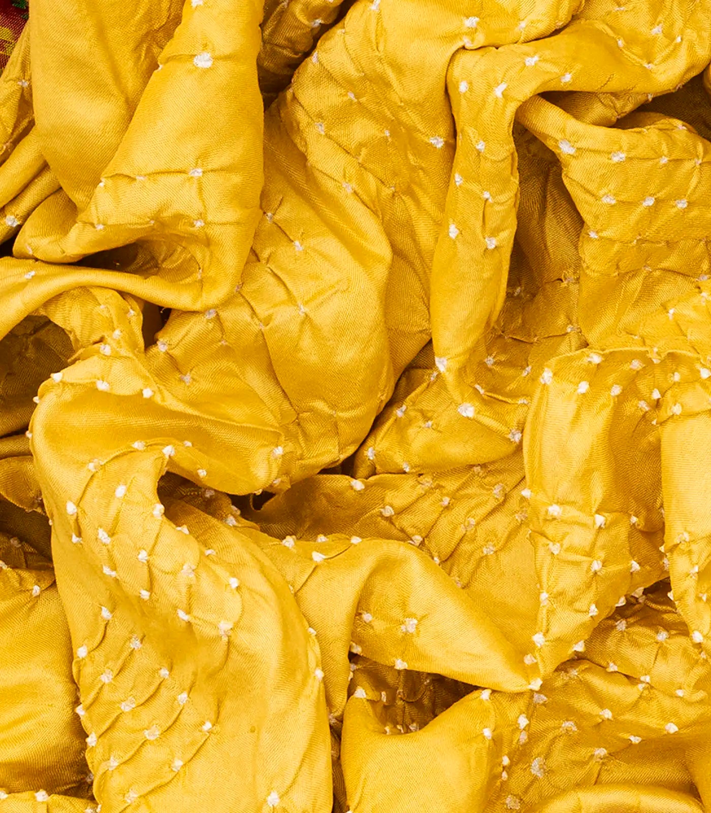 Yellow Handwoven Bandhani Silk Saree With Diamond Motifs-Yellow