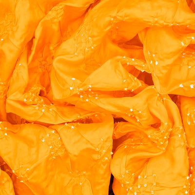 Mango Yellow Handwoven Bandhani Silk Saree With Diamond Motifs-Mango Yellow