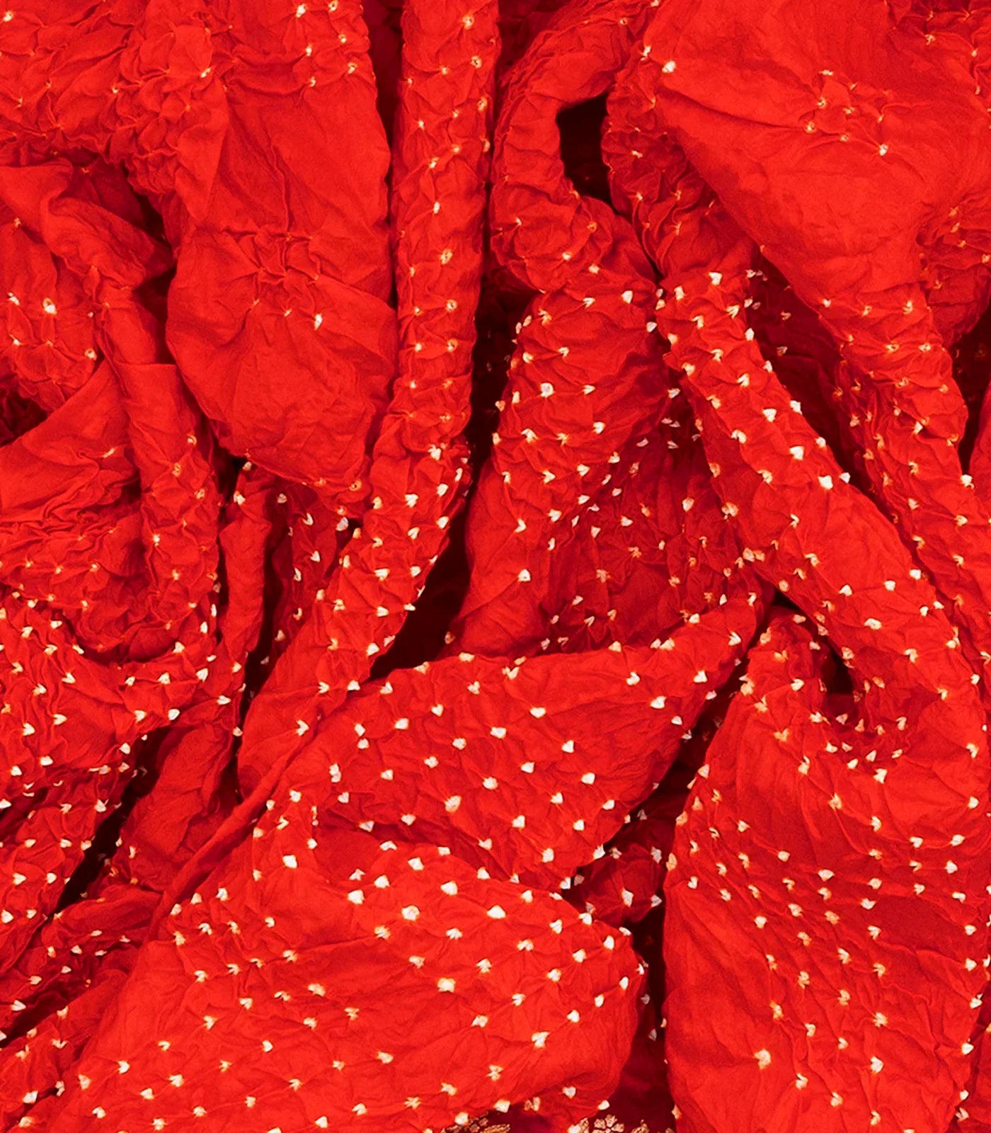 Crimson Handwoven Bandhani Silk Saree With Diamond Motifs-Crimson