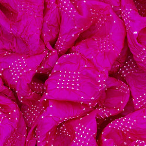Hot Pink Handwoven Bandhani Silk Saree With Diamond Motifs-Hot Pink