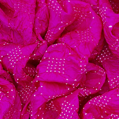 Hot Pink Handwoven Bandhani Silk Saree With Diamond Motifs-Hot Pink