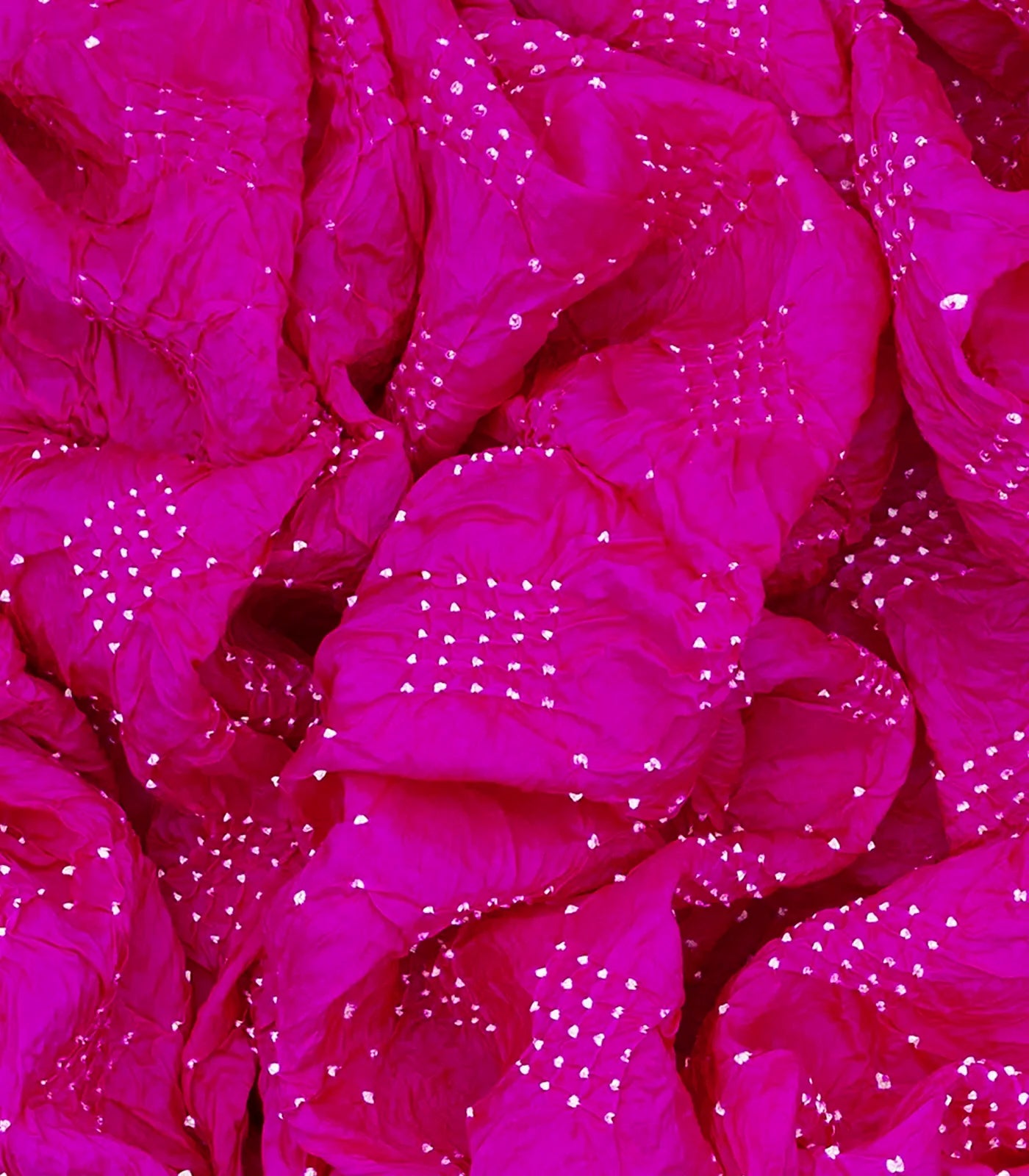 Hot Pink Handwoven Bandhani Silk Saree With Diamond Motifs-Hot Pink