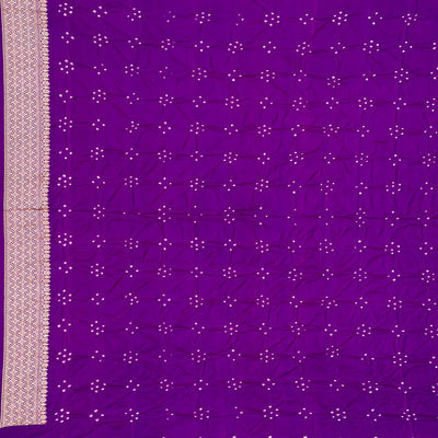 Hot Pink Handwoven Bandhani Silk Saree With Diamond Motifs-Hot Pink