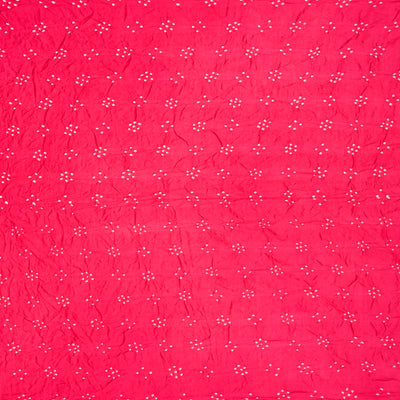 Pink Handwoven Bandhani Silk Saree With Tie & Dye Motifs-Pink