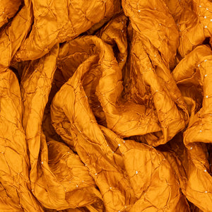 Mustard Handwoven Bandhani Silk Saree With Paithani Pallu-Mustard