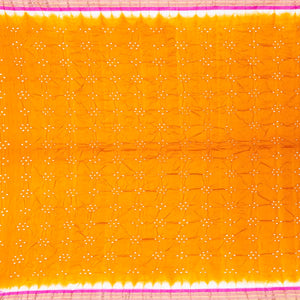 Mustard Handwoven Bandhani Silk Saree With Paithani Pallu-Mustard