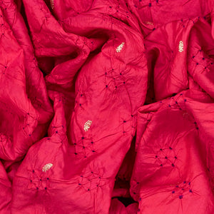 Dark Peach Handwoven Bandhani Silk Saree With Paithani Pallu-Dark Peach