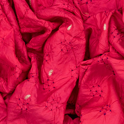 Dark Peach Handwoven Bandhani Silk Saree With Paithani Pallu-Dark Peach