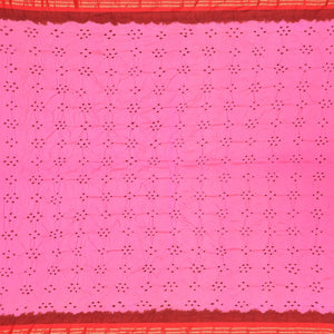 Hot Pink Handwoven Bandhani Silk Saree With Paithani Pallu-Hot Pink