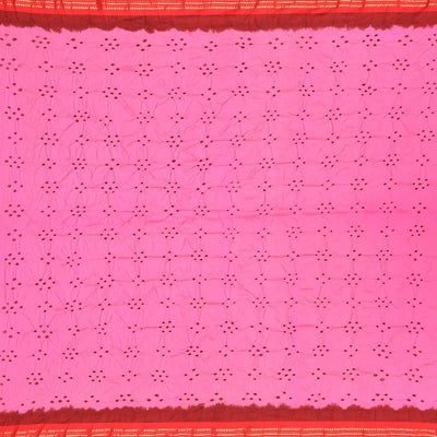 Hot Pink Handwoven Bandhani Silk Saree With Paithani Pallu-Hot Pink