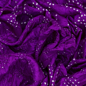 Purple Handwoven Bandhani Silk Saree With Paithani Pallu-Purple