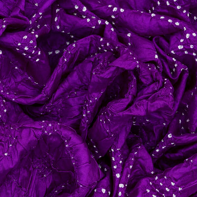 Purple Handwoven Bandhani Silk Saree With Paithani Pallu-Purple
