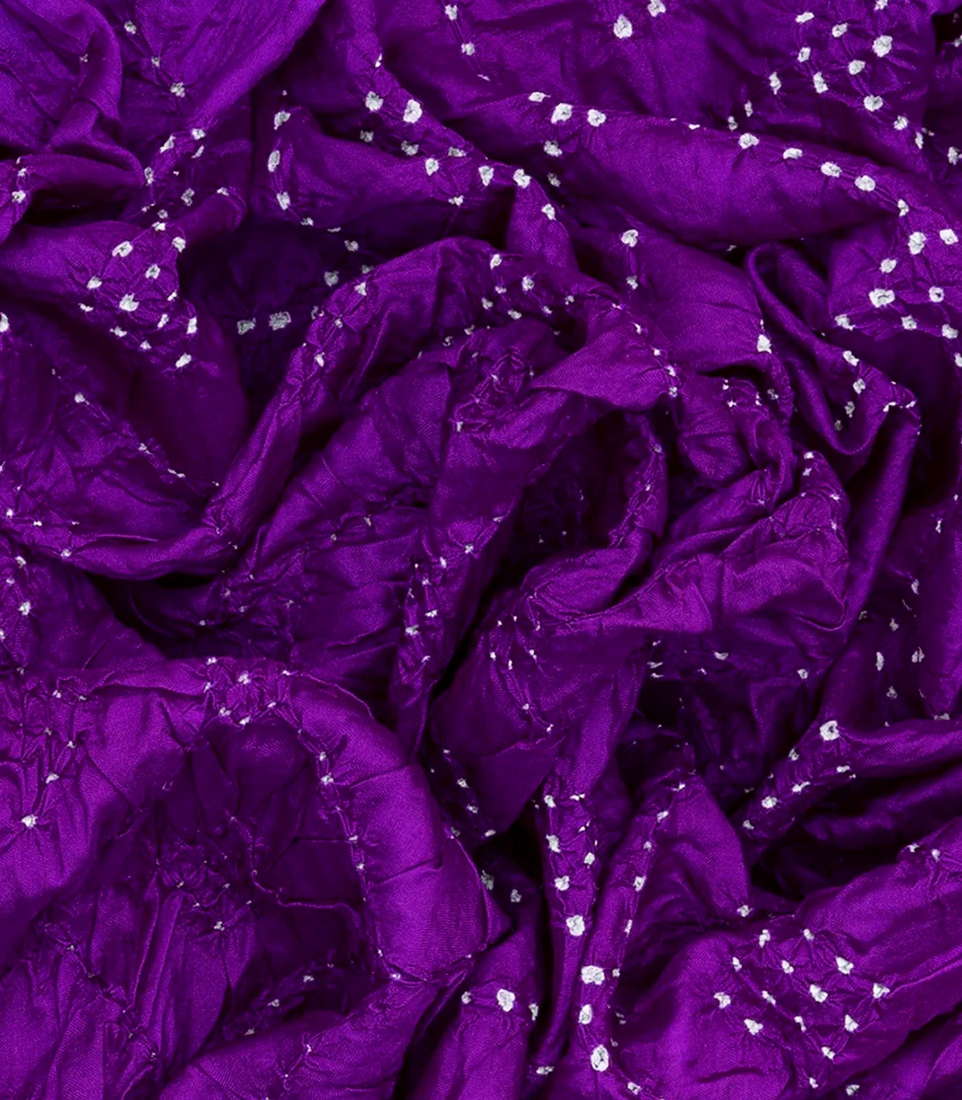 Purple Handwoven Bandhani Silk Saree With Paithani Pallu-Purple