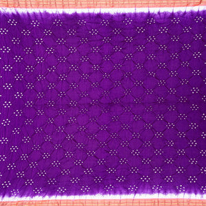 Purple Handwoven Bandhani Silk Saree With Paithani Pallu-Purple