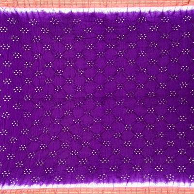 Purple Handwoven Bandhani Silk Saree With Paithani Pallu-Purple