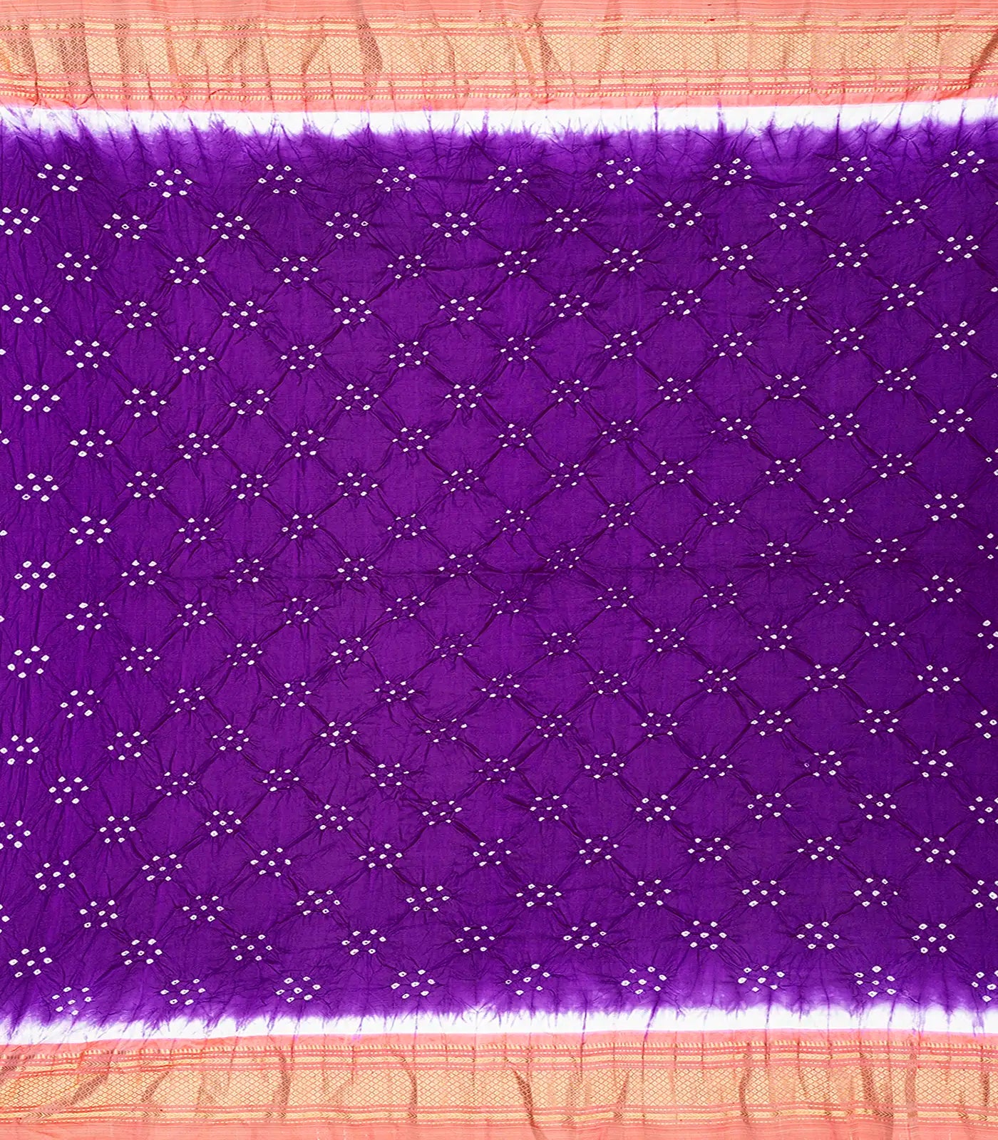 Purple Handwoven Bandhani Silk Saree With Paithani Pallu-Purple