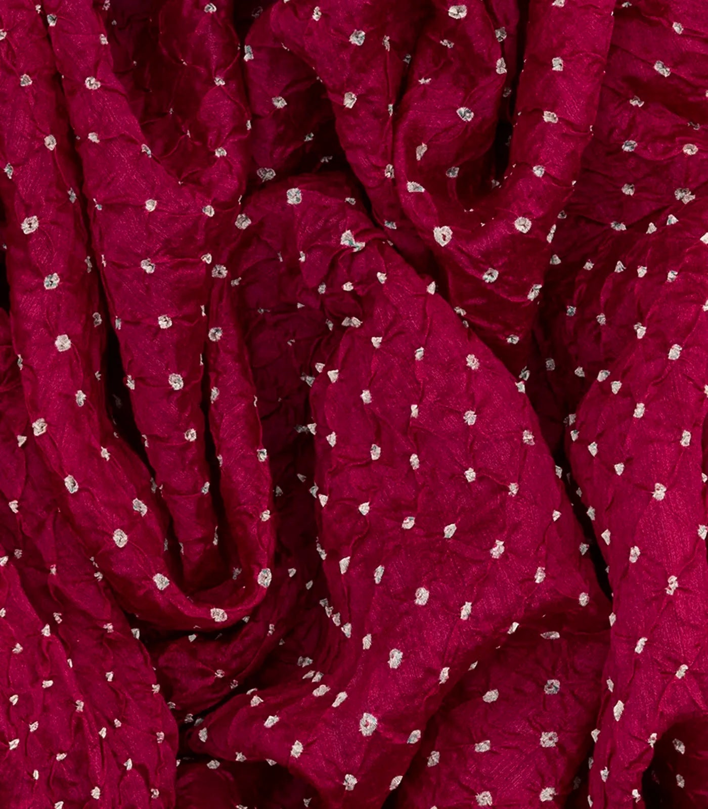 Crimson Handwoven Bandhani Silk Saree With Printed Pallu-Crimson