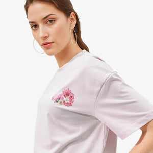 Rareism Women Purpulent Pastel Pink Cotton Elastane Fabric Crew Neck Knit Solid T-Shirt