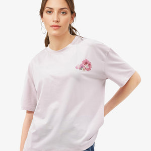 Rareism Women Purpulent Pastel Pink Cotton Elastane Fabric Crew Neck Knit Solid T-Shirt