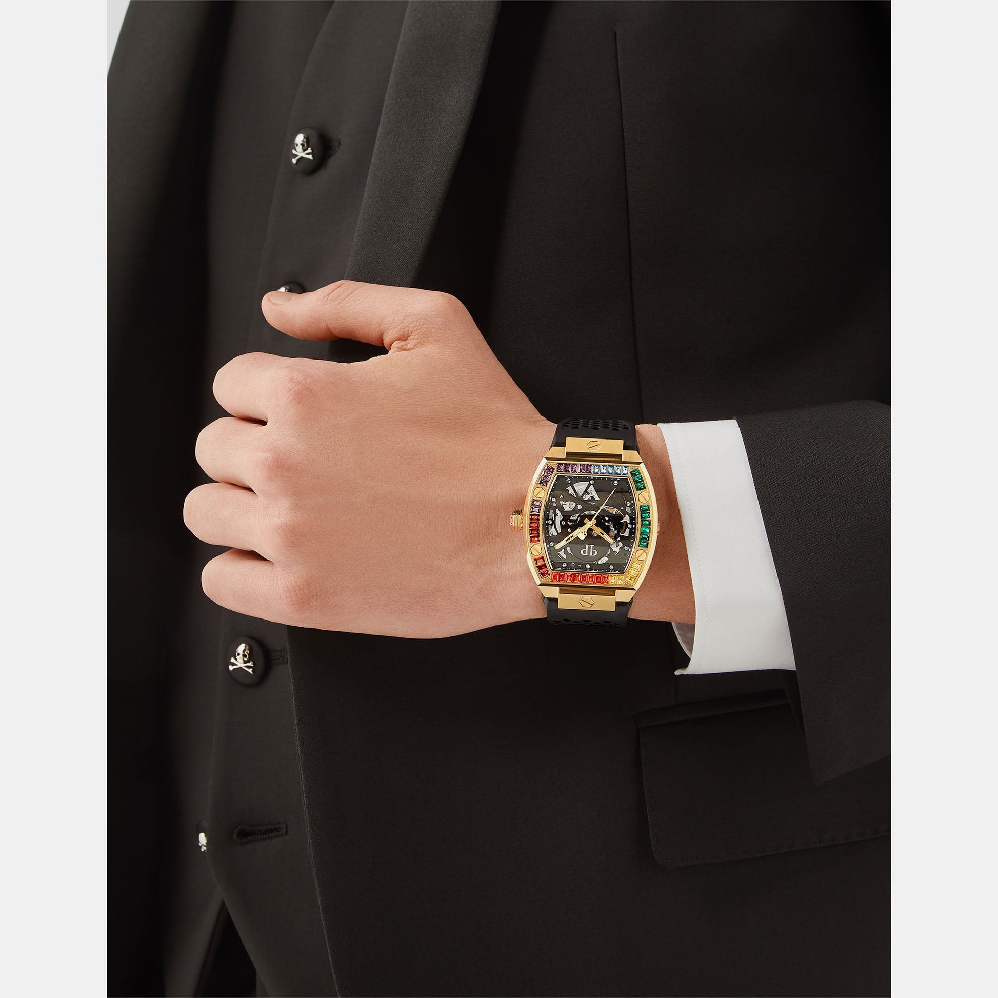 $keleton Men Automatic Black Dial Analog Silicone Watch PWBAA1623