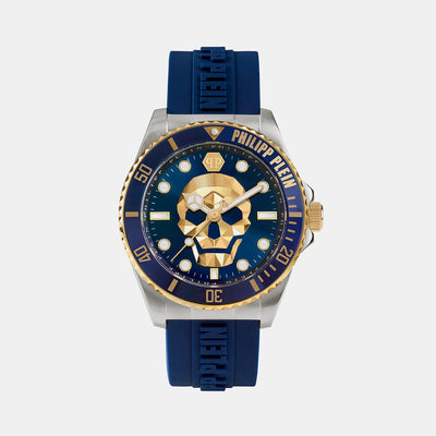 $kull Men Quartz Blue Dial Analog Silicone Watch PWOAA0222