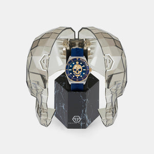 $kull Men Quartz Blue Dial Analog Silicone Watch PWOAA0222